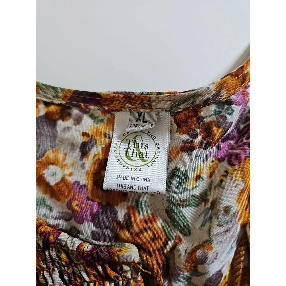 Lady Floral Blouse Long Sleeve Loose Boho Cottagecore Hippie Gypsy Swing Size XL - Picture 3 of 13